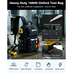 Electrician Tool Chest Bag, Tactical HVAC 3-Point Harness Black 1680D Oxford Water-Resistant | 9L Compact | 18 Pockets | Rigid Hard Handle | MOLLE Webbing | For Ladder & Confined Space